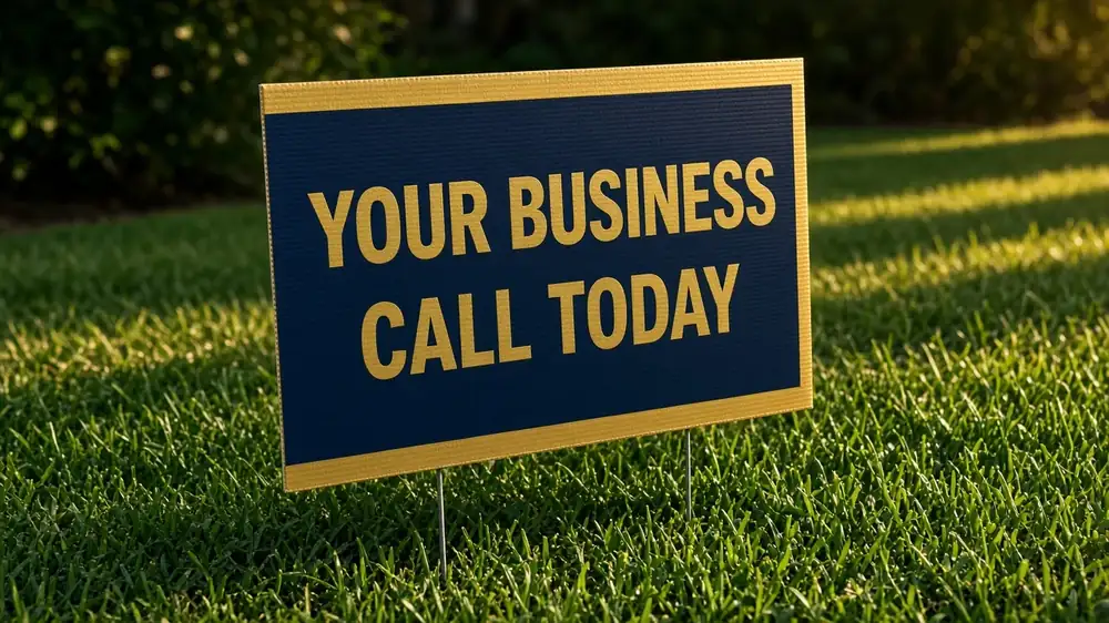Sample 'Call Today' yard sign in a front lawn